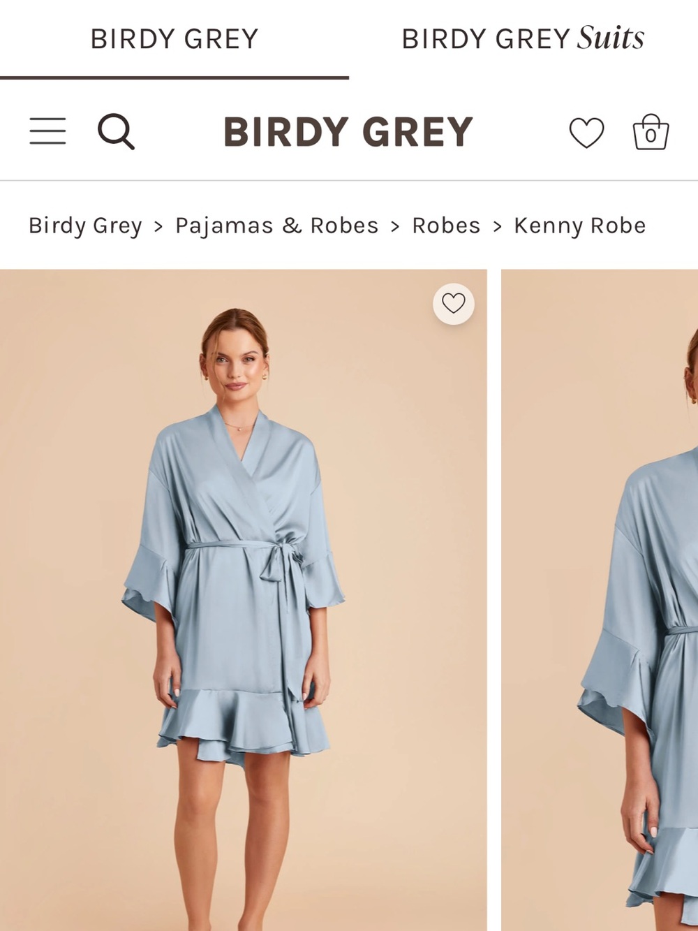 Birdy Grey Dusty Blue Ruffle Wrap Robe XS/S